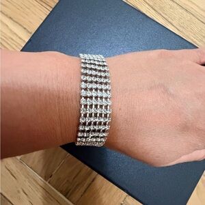 6.5” silver tone mixed metal Bracelet and gold tone earrings